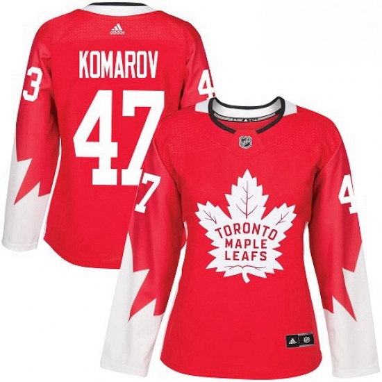 Womens Adidas Toronto Maple Leafs 47 Leo Komarov Authentic Red A
