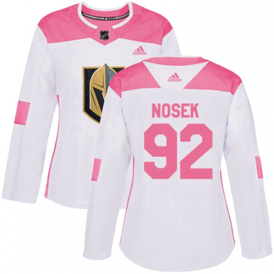 Womens Adidas Vegas Golden Knights 92 Tomas Nosek Authentic WhitePink Fashion NHL Jersey