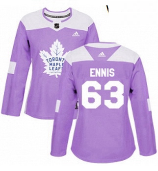 Womens Adidas Toronto Maple Leafs 63 Tyler Ennis Authentic Purple Fights Cancer Practice NHL Jersey