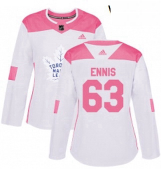 Womens Adidas Toronto Maple Leafs 63 Tyler Ennis Authentic White Pink Fashion NHL Jersey