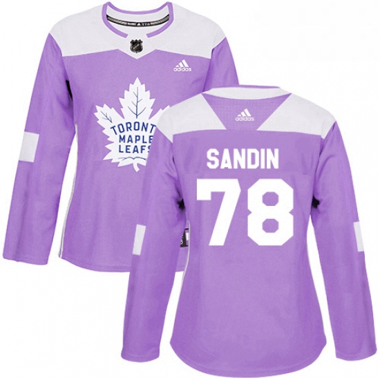 Womens Adidas Toronto Maple Leafs 78 Rasmus Sandin Authentic Pur