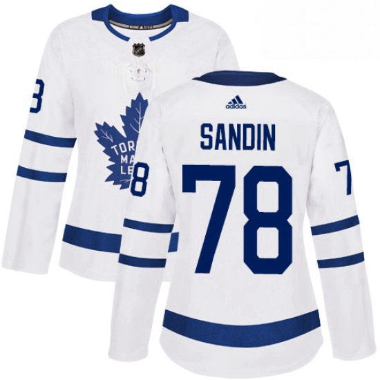 Womens Adidas Toronto Maple Leafs 78 Rasmus Sandin Authentic White Away NHL Jersey