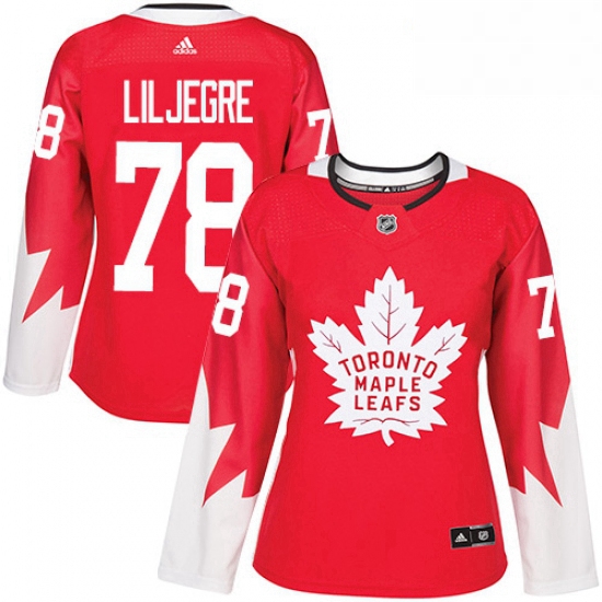 Womens Adidas Toronto Maple Leafs 78 Timothy Liljegren Authentic Red Alternate NHL Jersey