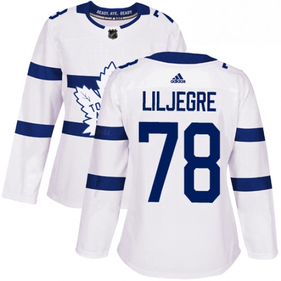 Womens Adidas Toronto Maple Leafs 78 Timothy Liljegren Authentic White 2018 Stadium Series NHL Jerse