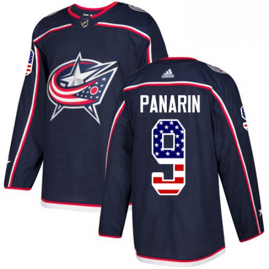 Mens Adidas Columbus Blue Jackets 9 Artemi Panarin Authentic Navy Blue USA Flag Fashion NHL Jersey