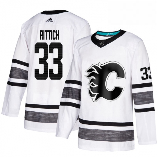 Mens Adidas Calgary Flames 33 David Rittich White 2019 All Star Game Parley Authentic Stitched NHL J