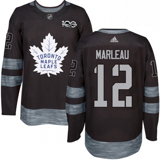 Mens Adidas Toronto Maple Leafs 12 Patrick Marleau Authentic Black 1917 2017 100th Anniversary NHL J