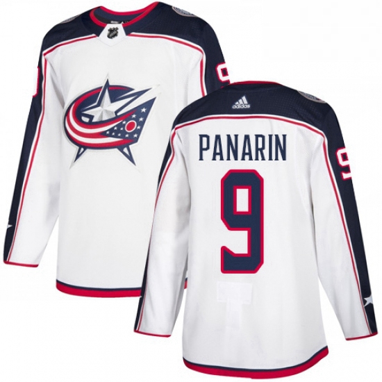 Mens Adidas Columbus Blue Jackets 9 Artemi Panarin White Road Authentic Stitched NHL Jersey