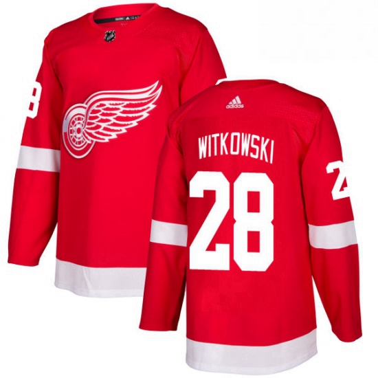 Mens Adidas Detroit Red Wings 28 Luke Witkowski Premier Red Home NHL Jersey