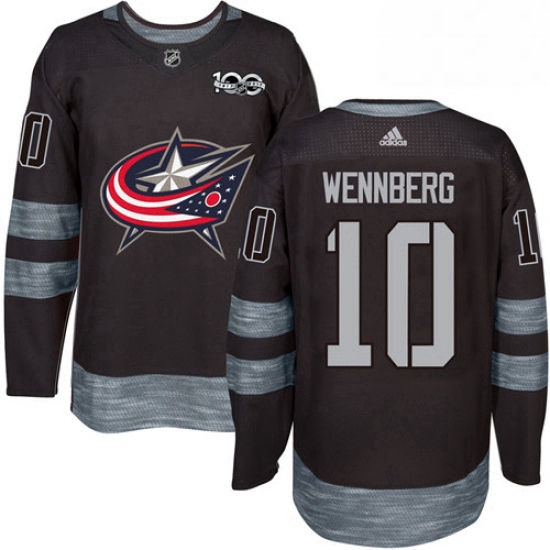 Mens Adidas Columbus Blue Jackets 10 Alexander Wennberg Authentic Black 1917 2017 100th Anniversary 