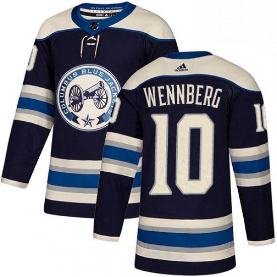 Mens Adidas Columbus Blue Jackets 10 Alexander Wennberg Authentic Navy Blue Alternate NHL Jersey