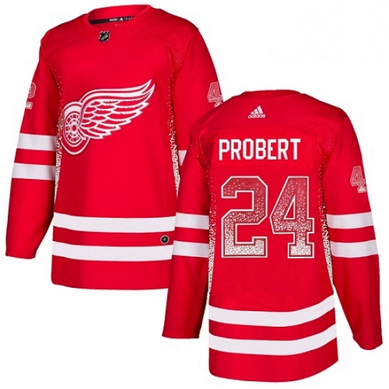 Mens Adidas Detroit Red Wings 24 Bob Probert Authentic Red Drift Fashion NHL Jersey