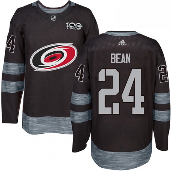 Mens Adidas Carolina Hurricanes 24 Jake Bean Authentic Black 1917 2017 100th Anniversary NHL Jersey