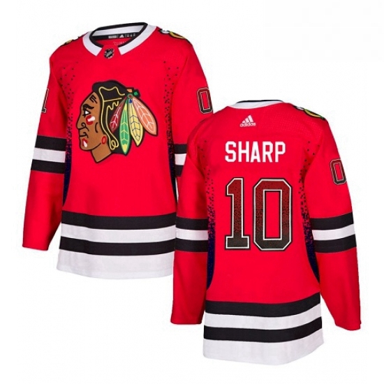 Mens Adidas Chicago Blackhawks 10 Patrick Sharp Authentic Red Drift Fashion NHL Jersey