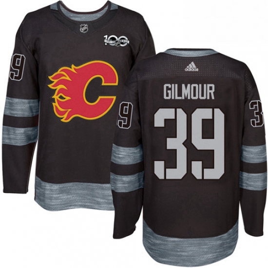 Mens Adidas Calgary Flames 39 Doug Gilmour Authentic Black 1917 2017 100th Anniversary NHL Jersey