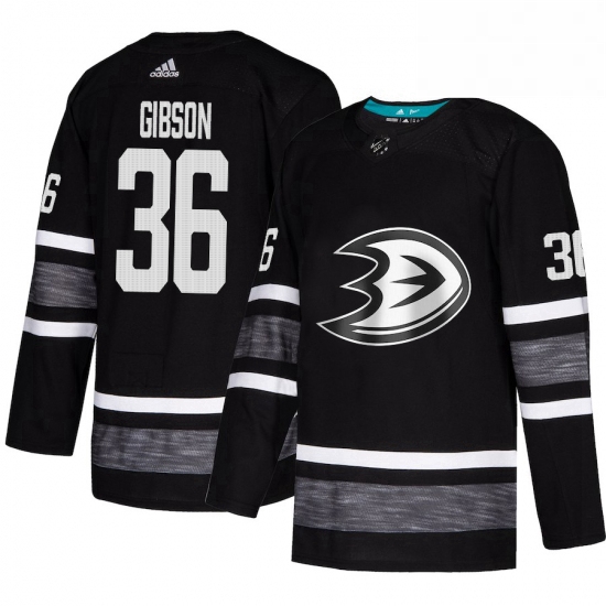 Mens Adidas Anaheim Ducks 36 John Gibson Black 2019 All Star Game Parley Authentic Stitched NHL Jers