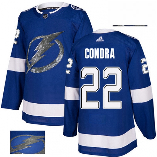 Mens Adidas Tampa Bay Lightning 22 Erik Condra Authentic Royal Blue Fashion Gold NHL Jersey