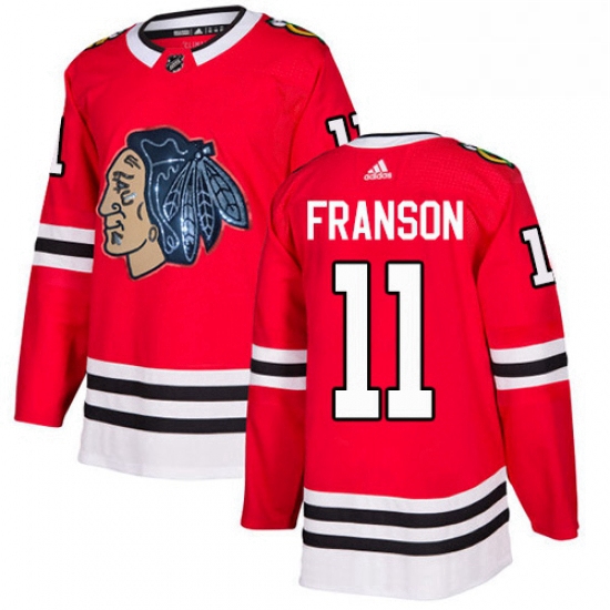 Mens Adidas Chicago Blackhawks 11 Cody Franson Authentic Red Fashion Gold NHL Jersey