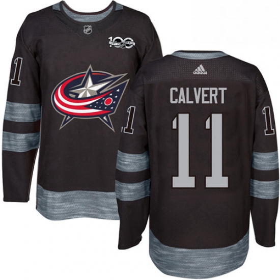 Mens Adidas Columbus Blue Jackets 11 Matt Calvert Authentic Black 1917 2017 100th Anniversary NHL Je