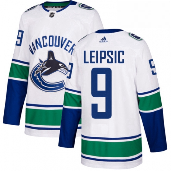 Mens Adidas Vancouver Canucks 9 Brendan Leipsic Authentic White Away NHL Jersey