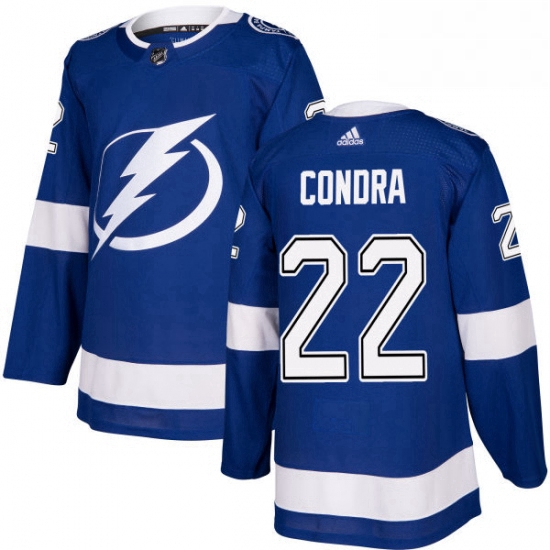 Mens Adidas Tampa Bay Lightning 22 Erik Condra Authentic Royal Blue Home NHL Jersey