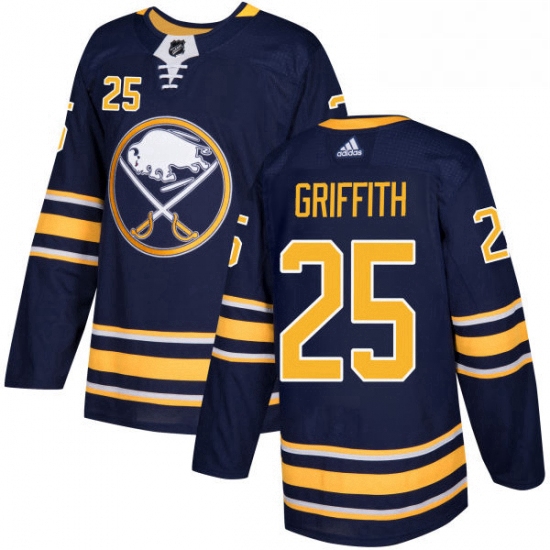 Mens Adidas Buffalo Sabres 25 Seth Griffith Authentic Navy Blue Home NHL Jersey