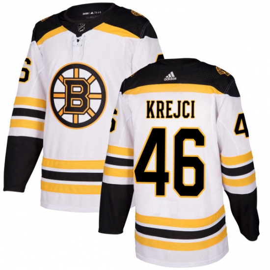 Mens Adidas Boston Bruins 46 David Krejci Authentic White Away N