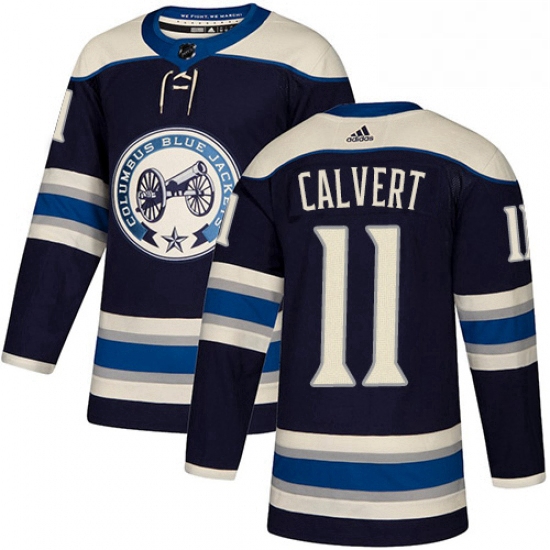 Mens Adidas Columbus Blue Jackets 11 Matt Calvert Authentic Navy