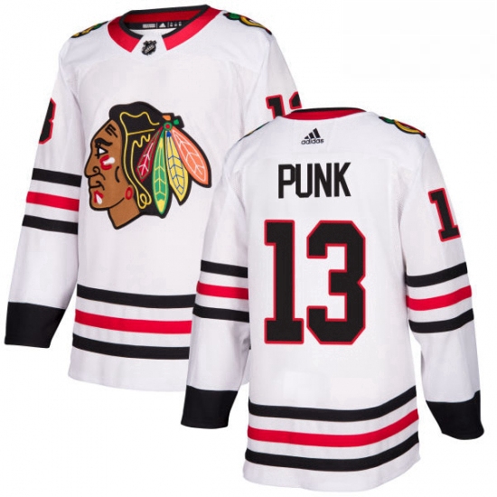 Mens Adidas Chicago Blackhawks 13 CM Punk Authentic White Away N