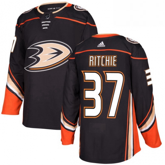 Mens Adidas Anaheim Ducks 37 Nick Ritchie Authentic Black Home N