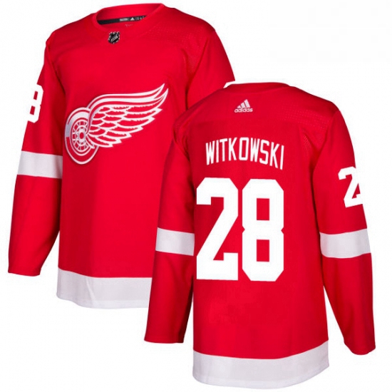 Mens Adidas Detroit Red Wings 28 Luke Witkowski Authentic Red Home NHL Jersey