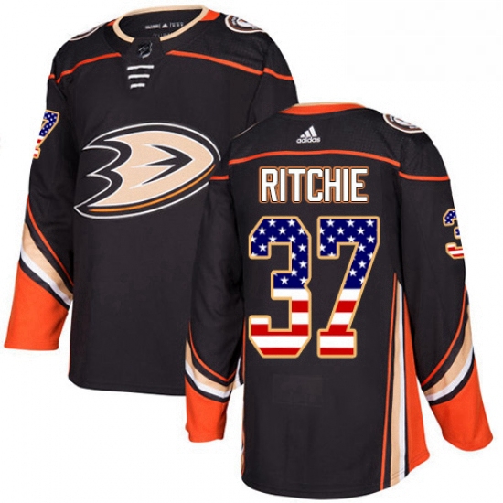 Mens Adidas Anaheim Ducks 37 Nick Ritchie Authentic Black USA Fl