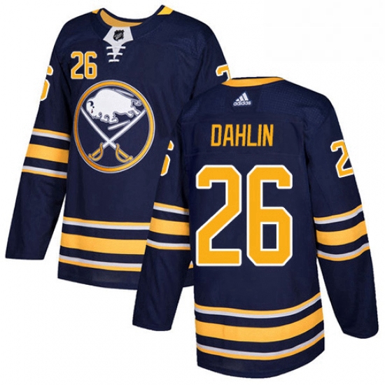 Mens Adidas Buffalo Sabres 26 Rasmus Dahlin Authentic Navy Blue Home NHL Jersey