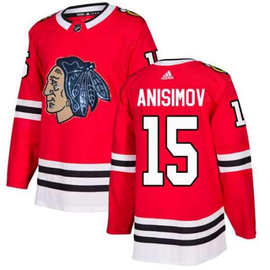 Mens Adidas Chicago Blackhawks 15 Artem Anisimov Authentic Red Fashion Gold NHL Jersey