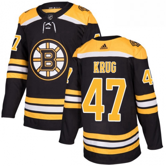 Mens Adidas Boston Bruins 47 Torey Krug Premier Black Home NHL J