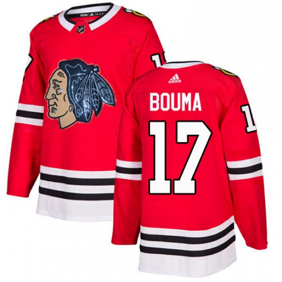 Mens Adidas Chicago Blackhawks 17 Lance Bouma Authentic Red Fashion Gold NHL Jersey