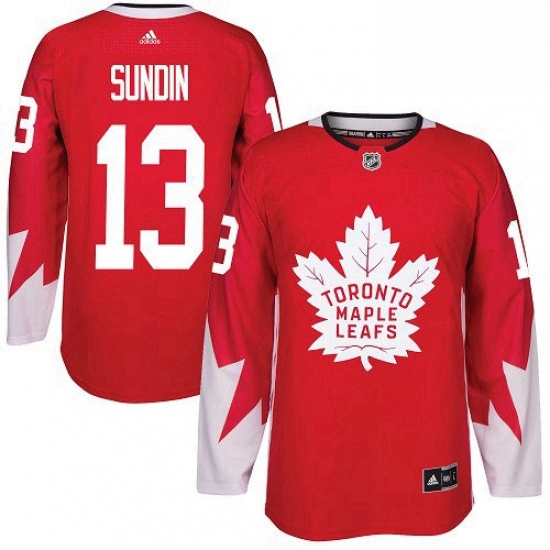 Mens Adidas Toronto Maple Leafs 13 Mats Sundin Authentic Red Alternate NHL Jersey