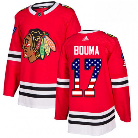 Mens Adidas Chicago Blackhawks 17 Lance Bouma Authentic Red USA Flag Fashion NHL Jersey