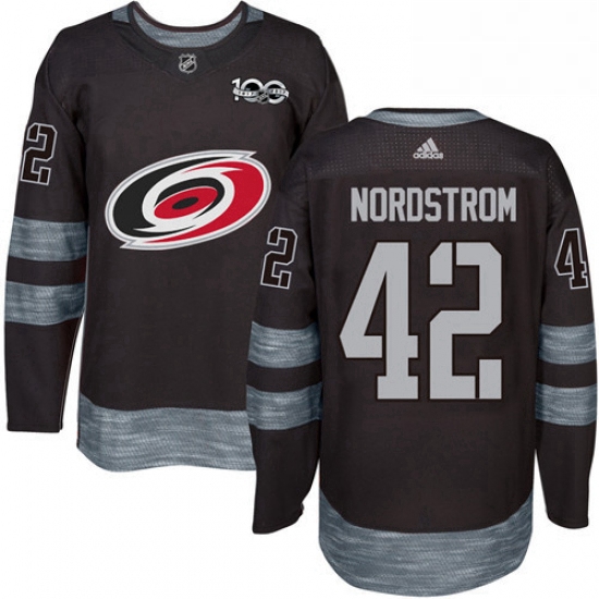 Mens Adidas Carolina Hurricanes 42 Joakim Nordstrom Authentic Black 1917 2017 100th Anniversary NHL 