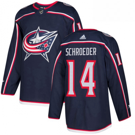 Mens Adidas Columbus Blue Jackets 14 Jordan Schroeder Authentic Navy Blue Home NHL Jersey