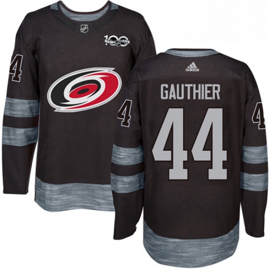 Mens Adidas Carolina Hurricanes 44 Julien Gauthier Authentic Black 1917 2017 100th Anniversary NHL J