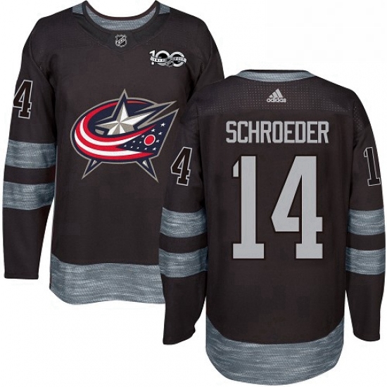 Mens Adidas Columbus Blue Jackets 14 Jordan Schroeder Premier Black 1917 2017 100th Anniversary NHL 