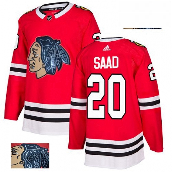 Mens Adidas Chicago Blackhawks 20 Brandon Saad Authentic Red Fas