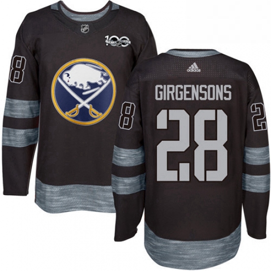 Mens Adidas Buffalo Sabres 28 Zemgus Girgensons Authentic Black 1917 2017 100th Anniversary NHL Jers