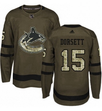 Mens Adidas Vancouver Canucks 15 Derek Dorsett Authentic Green Salute to Service NHL Jersey