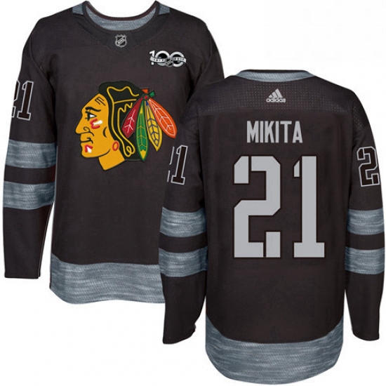 Mens Adidas Chicago Blackhawks 21 Stan Mikita Authentic Black 19