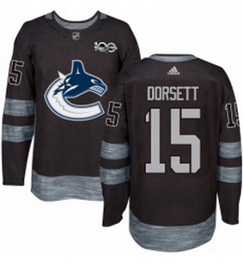 Mens Adidas Vancouver Canucks 15 Derek Dorsett Premier Black 1917 2017 100th Anniversary NHL Jersey