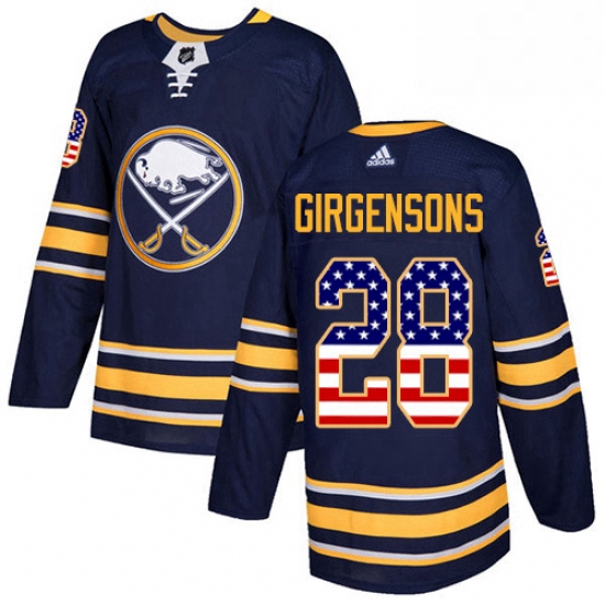 Mens Adidas Buffalo Sabres 28 Zemgus Girgensons Authentic Navy Blue USA Flag Fashion NHL Jersey