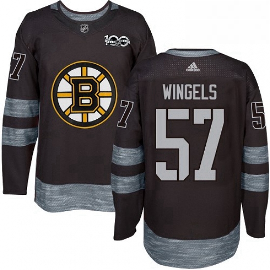 Mens Adidas Boston Bruins 57 Tommy Wingels Authentic Black 1917 2017 100th Anniversary NHL Jersey