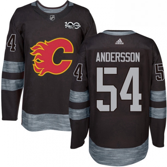 Mens Adidas Calgary Flames 54 Rasmus Andersson Authentic Black 1917 2017 100th Anniversary NHL Jerse